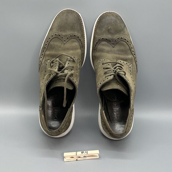 Cole Haan Lunargrand Mens 10 Green Suede Wingtip Oxford Shoes C11512 Sneaker - Picture 9 of 9
